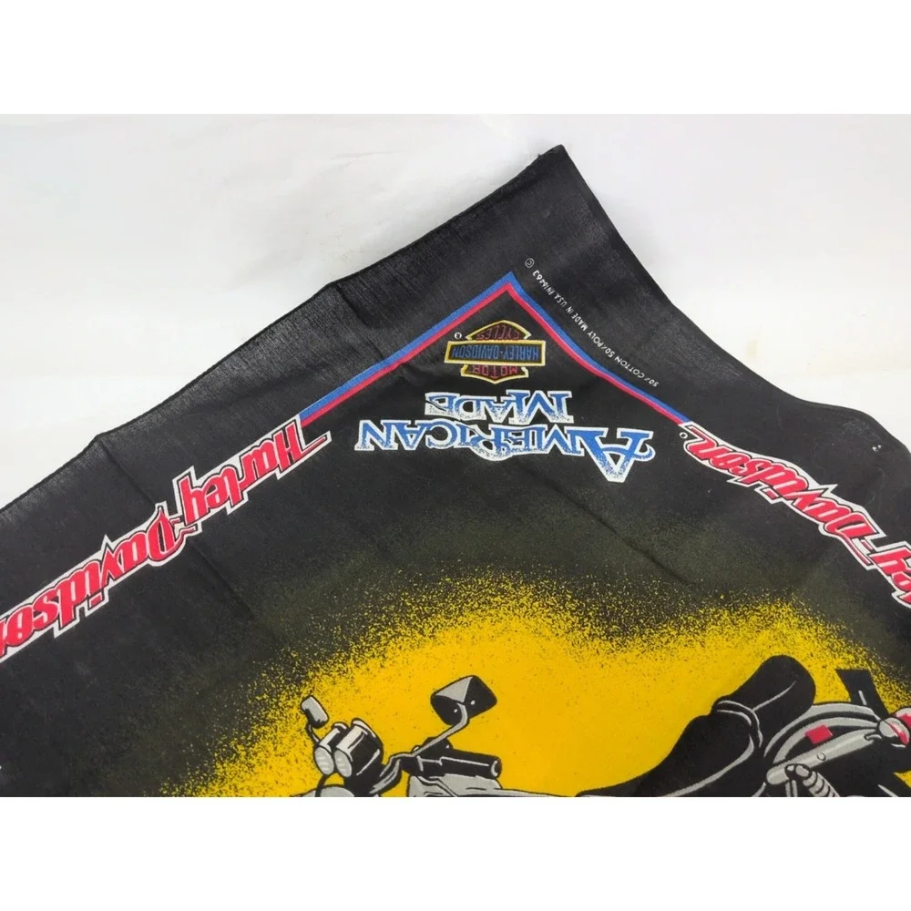 Vintage Harley Davidson Black Bandana Motorcycle Bike USA Made 21